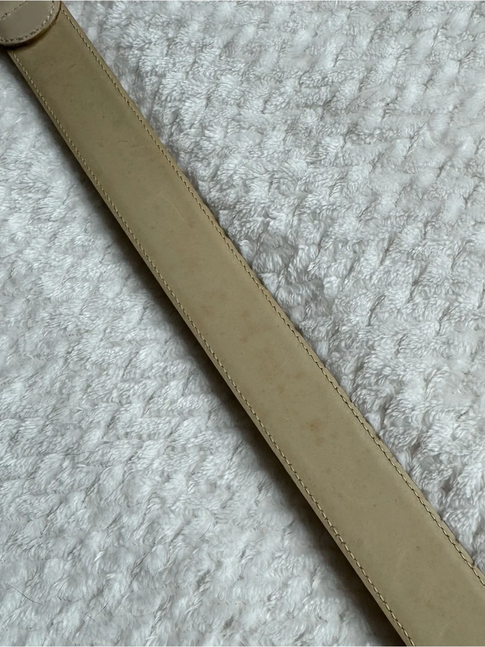 VTG 90s Salvatore Ferragamo Leather Belt S 30” Beige Gold Tone Buckle Italy